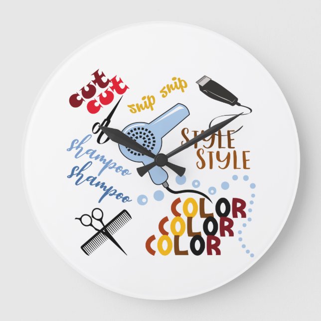 Reloj Redondo Grande En El Salón Del Pelo Cerámico (Anverso)