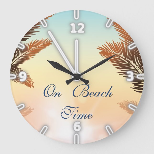 Reloj Redondo Grande En el tiempo de la playa, hojas de palma (Anverso)