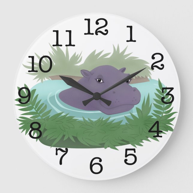 Reloj Redondo Grande En la charca del hipopótamo (Anverso)