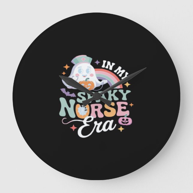 Reloj Redondo Grande En mi era de enfermería, truco o trato de hallowee (Anverso)