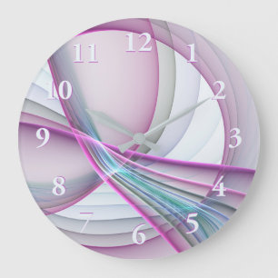 Reloj Redondo Grande En Movimiento, Arte Fractal Abstracto Moderno y Co
