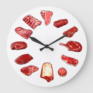 Reloj Redondo Grande En punto de la carne de vaca