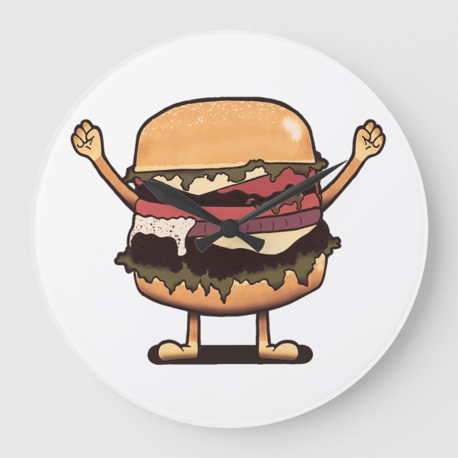 Reloj Redondo Grande En punto de la hamburguesa (Anverso)