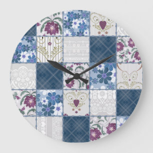 Reloj Redondo Grande Encaje Floral: fondo transparente en mosaico.
