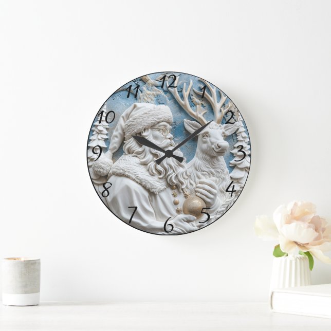 Reloj Redondo Grande Encanto de Santa y los renos (Hogar)