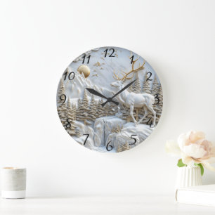 Reloj Redondo Grande Encanto por los renos para los Navidades