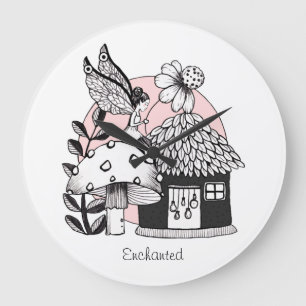 Reloj Redondo Grande Enchanted Fairy And Fairy House