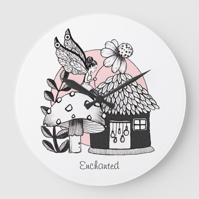 Reloj Redondo Grande Enchanted Fairy And Fairy House (Anverso)