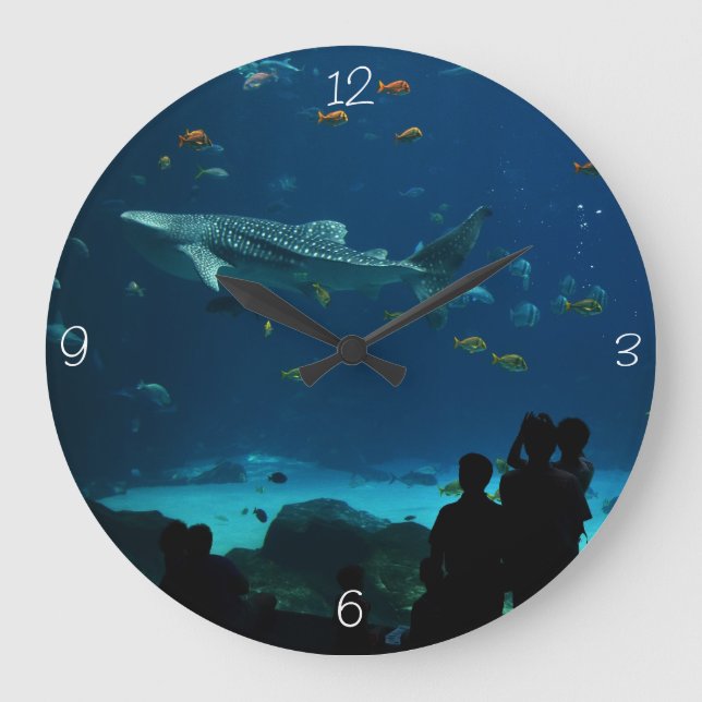 Reloj Redondo Grande Encuentro de tiburones ballena (Anverso)