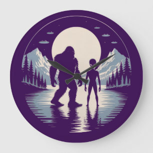 Reloj Redondo Grande Encuentro Paranormal de Bigfoot Alien OVNI