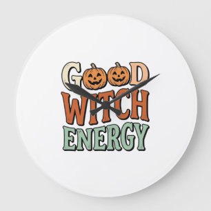 Reloj Redondo Grande Energía de Bruja Buena Diseño Vectorial Vintage de