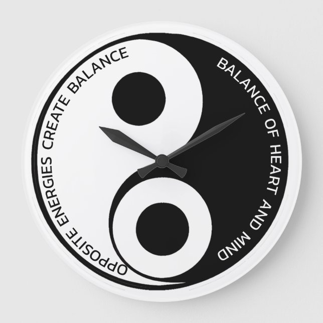 Reloj Redondo Grande Energías opuestas, Crear Balance Yin Yang (Anverso)