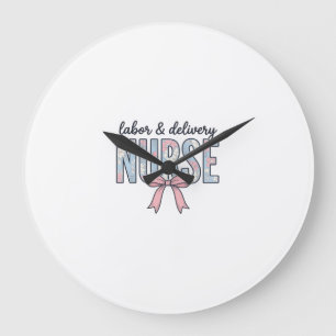 Reloj Redondo Grande Enfermera de Labor y Parto Lazo Floral Camiseta Vi