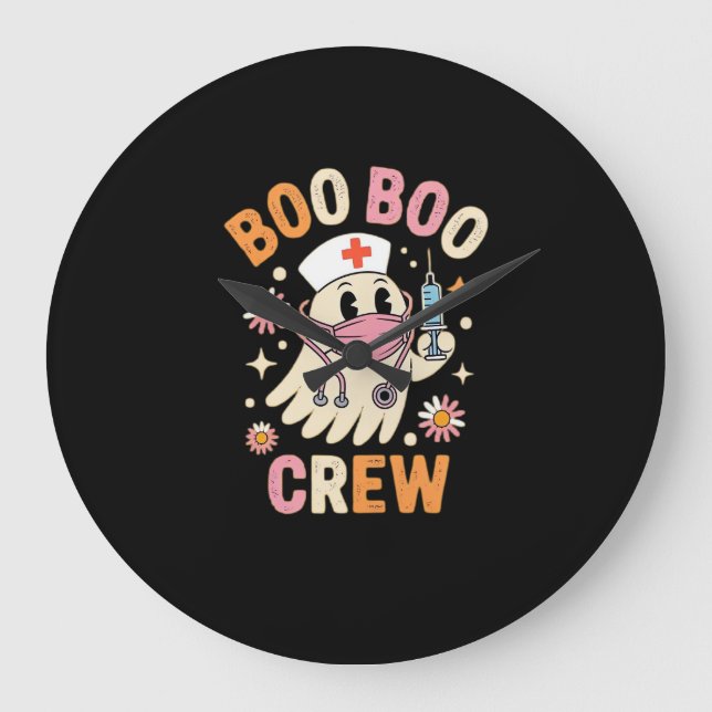 Reloj Redondo Grande Enfermera fantasma de Boo Boo Crew Halloween Esenc (Anverso)