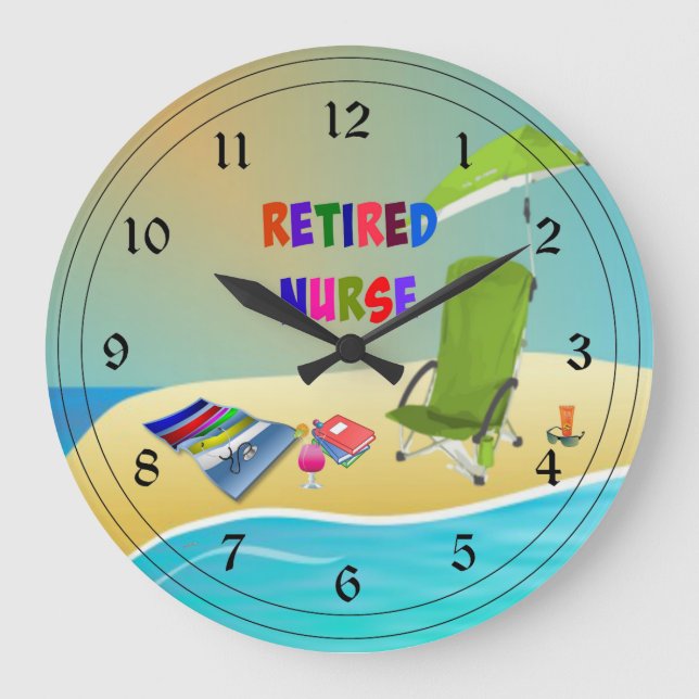 Reloj Redondo Grande Enfermera retirada, diversión al sol (Anverso)