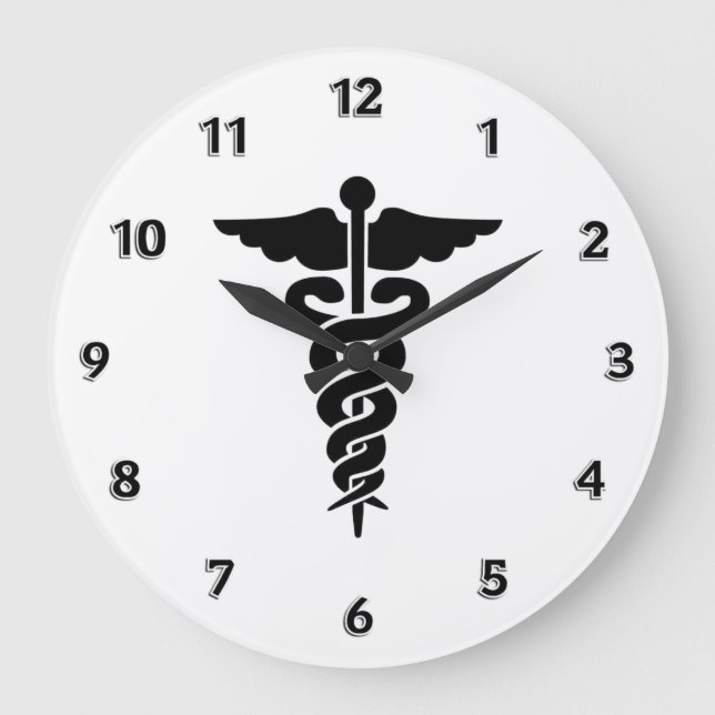 Reloj Redondo Grande Enfermeras y Médicas de símbolos médicos (Anverso)