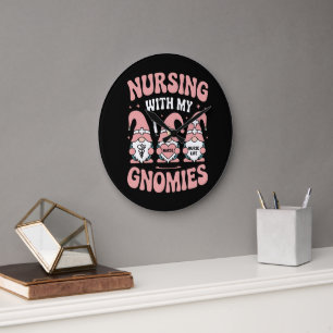Reloj Redondo Grande Enfermería Con Mis Gnomies Enfermera Gnome Vida Sa