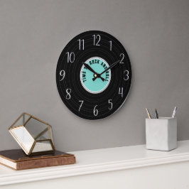 Reloj Redondo Grande enfriar falso registro retro tiempo rock roll añad