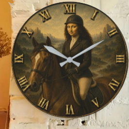 Reloj Redondo Grande English Riding Funny Mona Lisa Equestrian Rider Gi