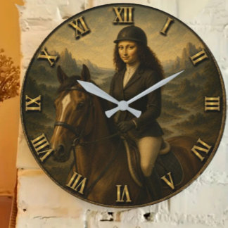 Reloj Redondo Grande English Riding Funny Mona Lisa Equestrian Rider Gi
