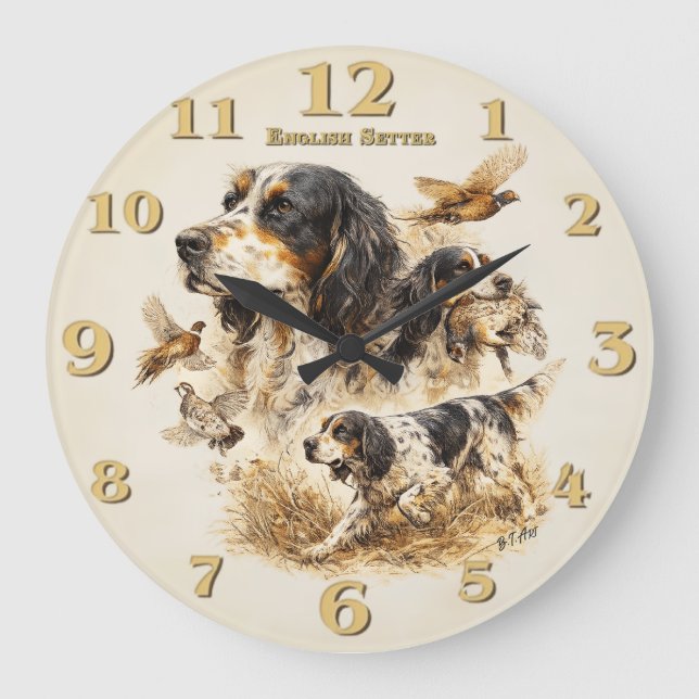 Reloj Redondo Grande English Setter  (Anverso)