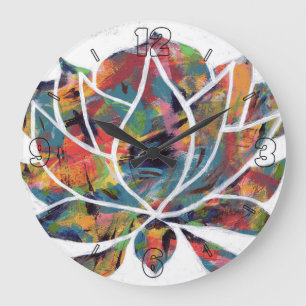 Reloj Redondo Grande Enigmatic Oriental Lotus Flower Original Abstract