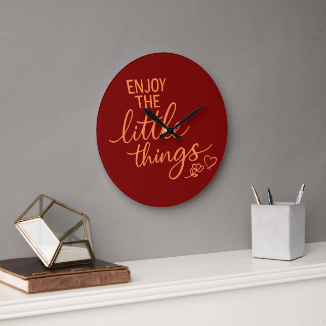 Reloj Redondo Grande Enjoy The Little Things Gratitude Positivity Quote (Oficina)