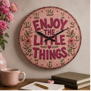 Reloj Redondo Grande Enjoy the Little Things Pink Floral