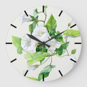 Reloj Redondo Grande Enredadera flor blanca