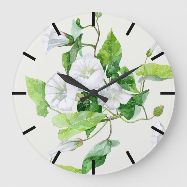 Reloj Redondo Grande Enredadera flor blanca (Anverso)