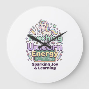 Reloj Redondo Grande Enseñanza de Unicornio con Tipografía Negrita Ener