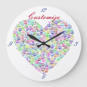 Reloj Redondo Grande Enseñar corazón de paz Thunder_Cove