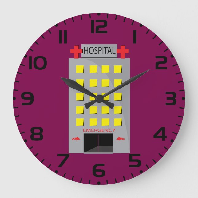 Reloj Redondo Grande Entrada de Emergencia del Edificio del Hospital (Anverso)