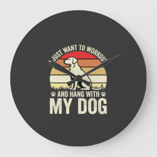 Reloj Redondo Grande Entrena Con Mi Perro Atardecer Retro