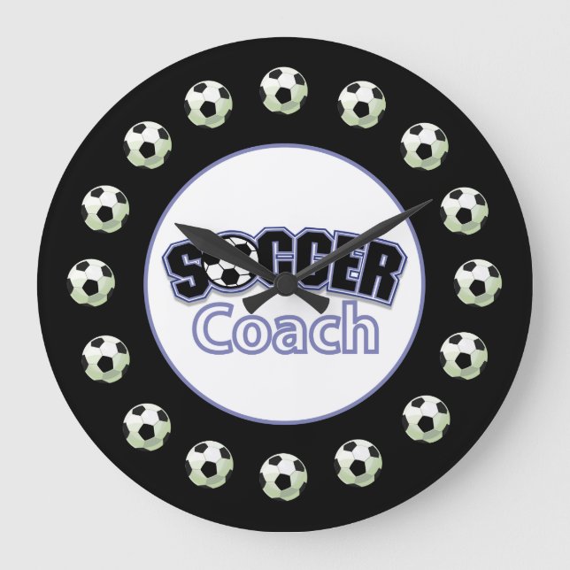 Reloj Redondo Grande Entrenador de fútbol gracias, bolas (Anverso)