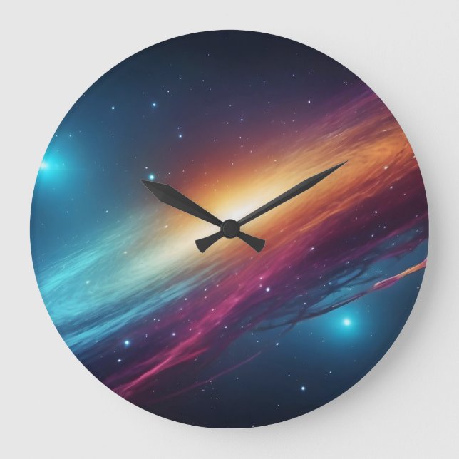 Reloj Redondo Grande Epic Cosmic Galaxy Neon Abstract Bright Supernova (Anverso)