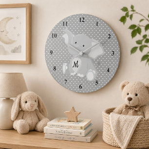 Reloj Redondo Grande Épticos puntos de polka monograma
