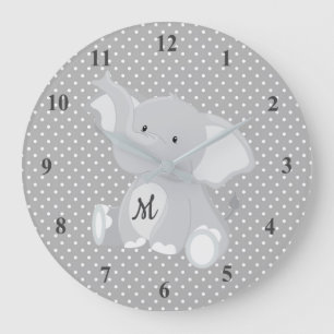Reloj Redondo Grande Épticos puntos de polka monograma
