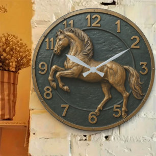 Reloj Redondo Grande Equestrian rustic farmhouse horse lover barn style