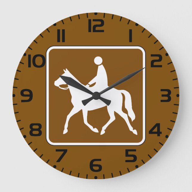 Reloj Redondo Grande Equestrian Trail Riding Horse Silhouette Icon (Anverso)