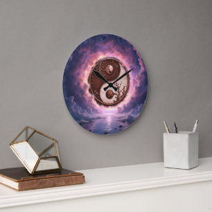 Reloj Redondo Grande Equilibrio a la luz de la luna – Yin Yang de la Lu