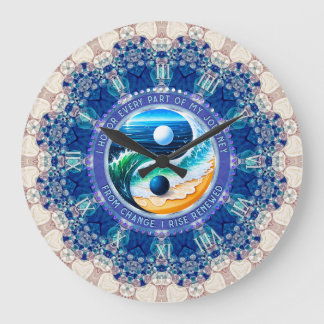 Reloj Redondo Grande Equilibrio de Azul Acuático Ascenso Viaje Afirmaci