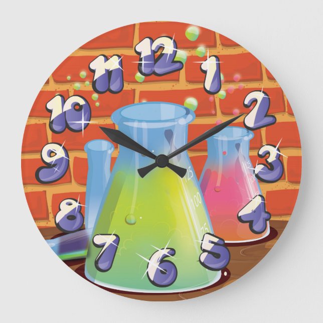 Reloj Redondo Grande Equipo de ciencia de vidrio personalizado en un ba (Anverso)