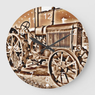 Reloj Redondo Grande Equipo de la granja de tractores de antigüedades S