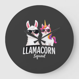 Reloj Redondo Grande Equipo de Llamacorn divertido unicornio Equipo de
