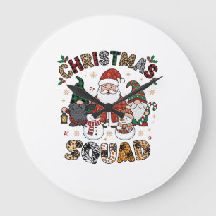 Reloj Redondo Grande Equipo de Navidad Santa Gnomos Muñecos de nieve Le