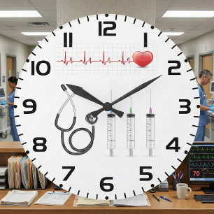 Reloj Redondo Grande Equipo Médico Latido Salud