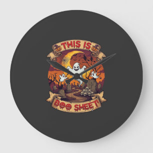 Reloj Redondo Grande Es Boo Sheet Halloween Fantasma Cementerio Calabaz