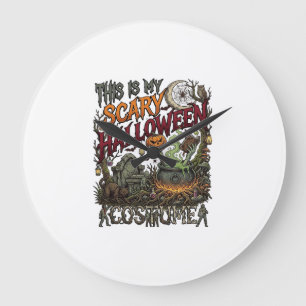 Reloj Redondo Grande Es Calabaza de Caldero de Disfraz de Halloween Esp