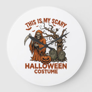 Reloj Redondo Grande Es Disfraz de Halloween Espantoso Naranja Reaper P